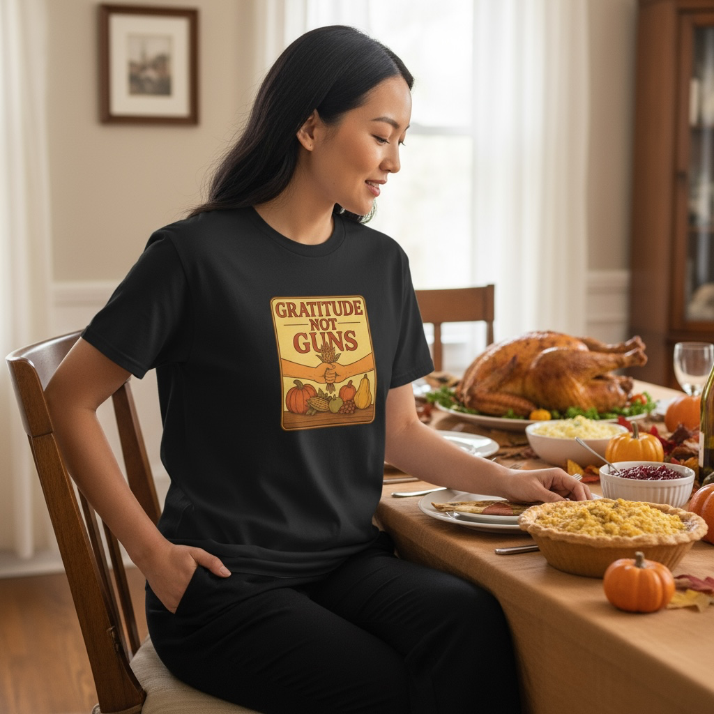 Gratitude Not Guns Thanksgiving Tee